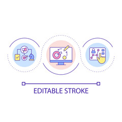 Strategic planning for company loop concept icon. Mission statement. Organizational development process abstract idea thin line illustration. Isolated outline drawing. Editable stroke. Arial font used