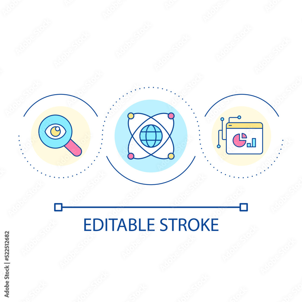 Poster data science loop concept icon. analytical insights abstract idea thin line illustration. data manag