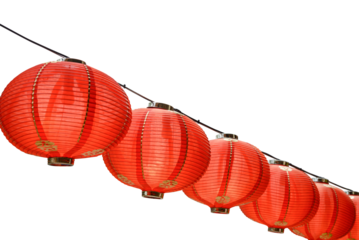 Red Chinese lanterns decoration for Chinese new year celebration isolated on white background