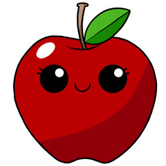cute and smile cartoon fruit colorful character red apple