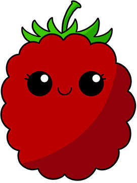 Cute And Smile Cartoon Fruit Colorful Character Raspberry