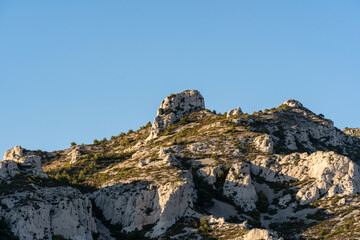 Top of mountain at the western coast of Marseille in France
