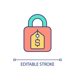 Fixed product price RGB color icon. Constant buyer benefit. Special sales offer. Locked in cost. Isolated vector illustration. Simple filled line drawing. Editable stroke. Arial font used