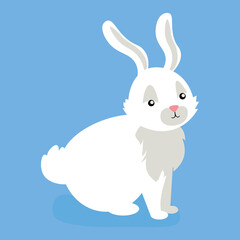 white hare on a blue background