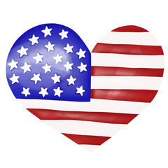 America Flag Heart-USA Watercolor