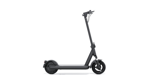 Electric scooter on white background minimalist design, dark color 3d render