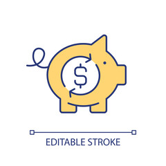 Piggy bank with dollar sign RGB color icon. Prolongation savings plan. Deposit features. Finances. Isolated vector illustration. Simple filled line drawing. Editable stroke. Arial font used