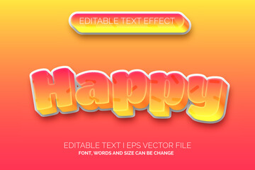 happy text effect style - obrazy, fototapety, plakaty