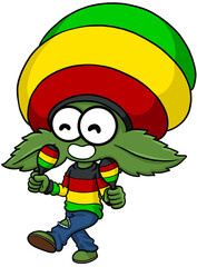 Cute cartoon cannabis marijuana character musician © Kitipong