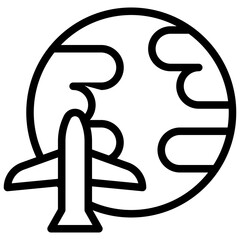 Plane and earth icon, location map and navigation vector
