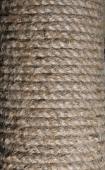 detailed texture of tightly wound hemp rope, cat scratcher