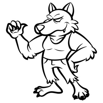 A Man transformation into werewolves at full moon night, best for mascot, sticker, and coloring book with halloween themes for kids