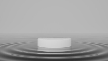 Black water wave. 3d empty pedestal. Presentation commercial product display stand, showcase background, mockup scene.