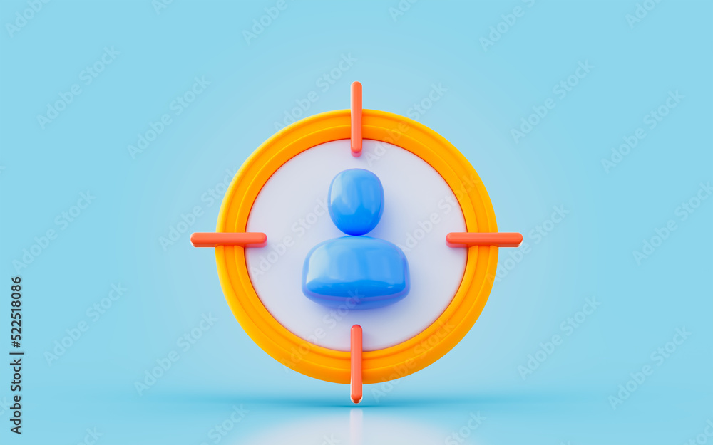 Poster user focus sign 3d render concept for concentration to create successful carrier