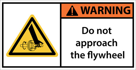 Please be careful not to put your hand near the flywheel.Sign warning.