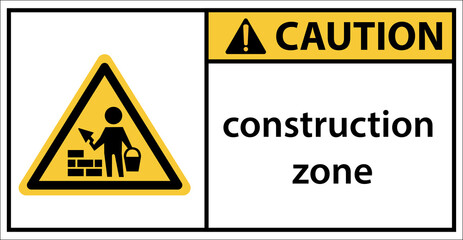 Construction warning sign Use caution when walking through.Sign caution