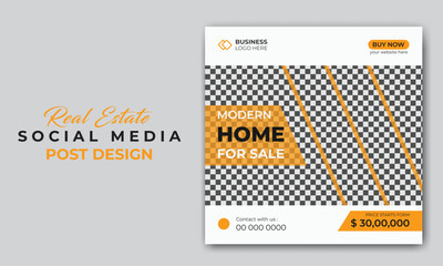 Obraz premium Simple modern home for sale social media promotion post and web banner design template