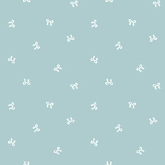 Seamless pattern with white bows and blue background
