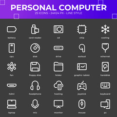 Personal Computer Icon Pack With Black Color