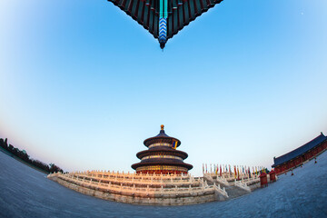 The temple of heaven in Beijing, China, The text is translated as 