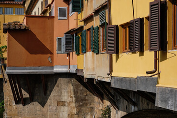 Details of the historic Ponte Vecchio in Florence in Italy. One of the most visited places by tourists in the city