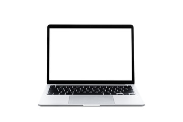 Laptop computer or notebook with blank screen on transparent background - PNG format.