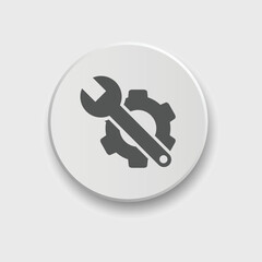 Gear and Wrench icon Vector illustration. Settings icon Flat style. Repair service icon with button
