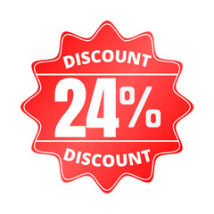 24% percent off, with red sticker design (Black Friday), online discount, mega sale, vector illustration, Twenty four 