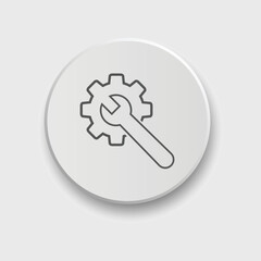 Gear and Wrench icon Vector illustration. Settings icon Flat style. Repair service icon with button
