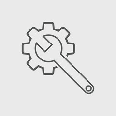 Gear and Wrench icon Vector illustration. Settings icon Flat style. Repair service icon
