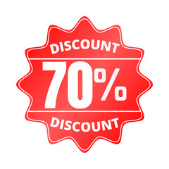 70% percent off, with red sticker design (Black Friday), online discount, mega sale, vector illustration, Seventy 