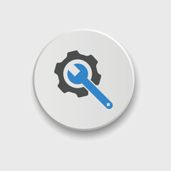 Gear and Wrench icon Vector illustration. Settings icon Flat style. Repair service icon with button
