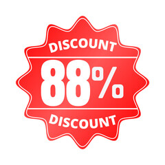 88% percent off, with red sticker design (Black Friday), online discount, mega sale, vector illustration, Eighty-eight 