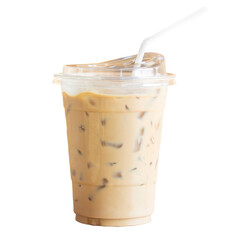 Espresso in plastic cup. Healthy drink to refresh and cool down.