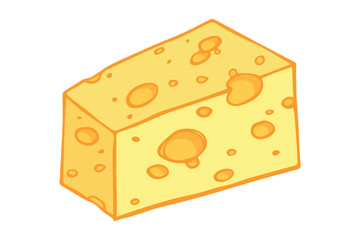 Hand drawn cheese parts and slices isolated on a white background. Cheese icon. Vector cheese clipart