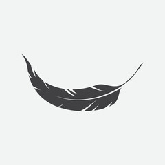 Single black bird feather icon or symbol