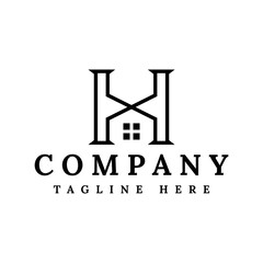 letter H house real estate logo design
