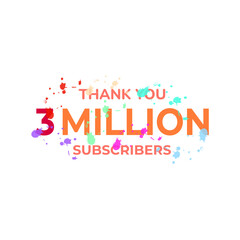 THANK YOU 3M FOLLOWERS CELEBRATION TEMPLATE DESIGN  VECTOR GOOD FOR SOCIAL MEDIA, CARD , POSTER