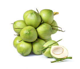 coconut with green leaf