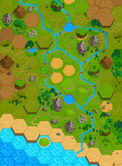 Stylized Hex Fields and Water Basic Set with Objects