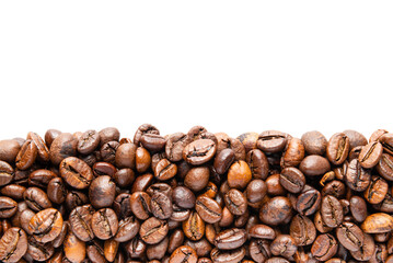 Isolated Coffee Beans on White Background.