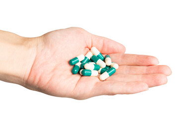 Cutout Human Hand Hold Drug Capsule