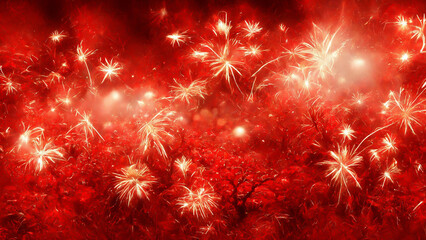 Naklejka na ściany i meble Red Abstract Wallpaper. Red Holiday glowing Abstract Defocused Background for Christmas and New Year