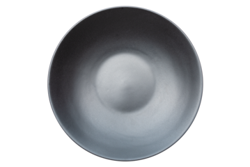 Cutout Black Ceramic Plate on White Background