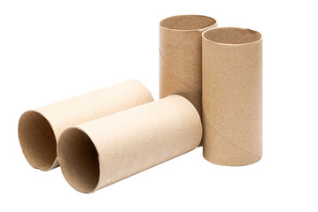 Cutout empty toilet paper rolls. Toilet paper core, Toilet roll core, Toilet paper tube. Paper waste for recycling.