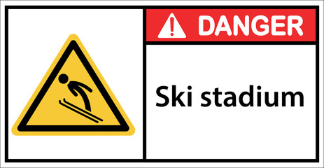 ski area,skiing sport,please be careful.sign danger