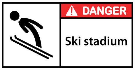 ski area,skiing sport,please be careful.sign danger