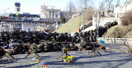 Barricades during the revolution in Kyiv