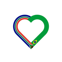 unity concept. heart ribbon icon of south africa and brazil flags. vector illustration isolated on white background