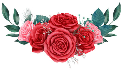 Rose flower bouquet watercolor for valentine